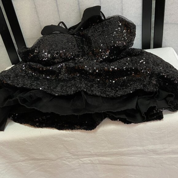 B Darlin Sequin High Neck Halter Open Back Ruffle Hem Mini Dress Black - Picture 12 of 15